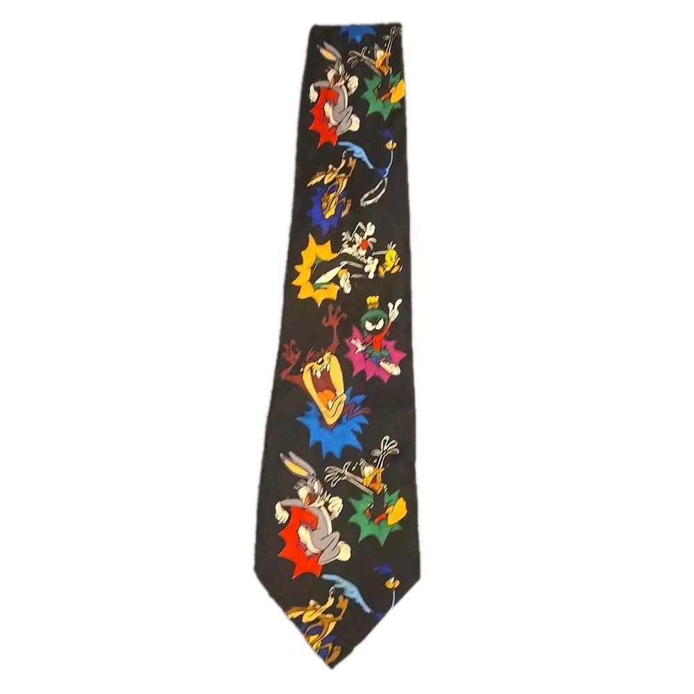 Vintage 1993 Looney Tunes Mania Tie Bugs Bunny Daffy Duck Taz Marvin 90s Novelty